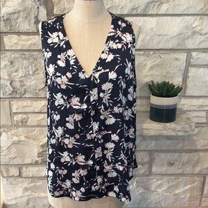 Banana Republic Blue Asymmetrical Sleeveless Blouse